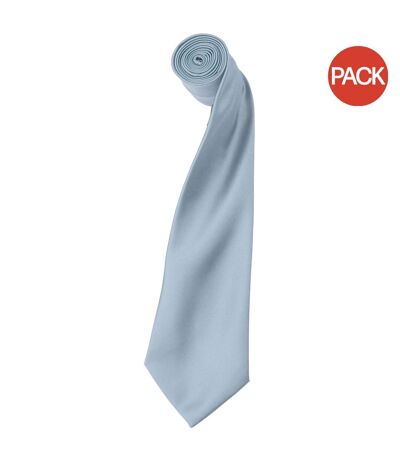 Premier Mens Plain Satin Tie (Narrow Blade) (Pack of 2) (Light Blue) (One Size) - UTRW6934