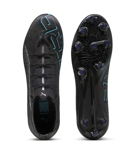 Mens Ultra Pro Firm Ground Football Boots Black Silver Puma