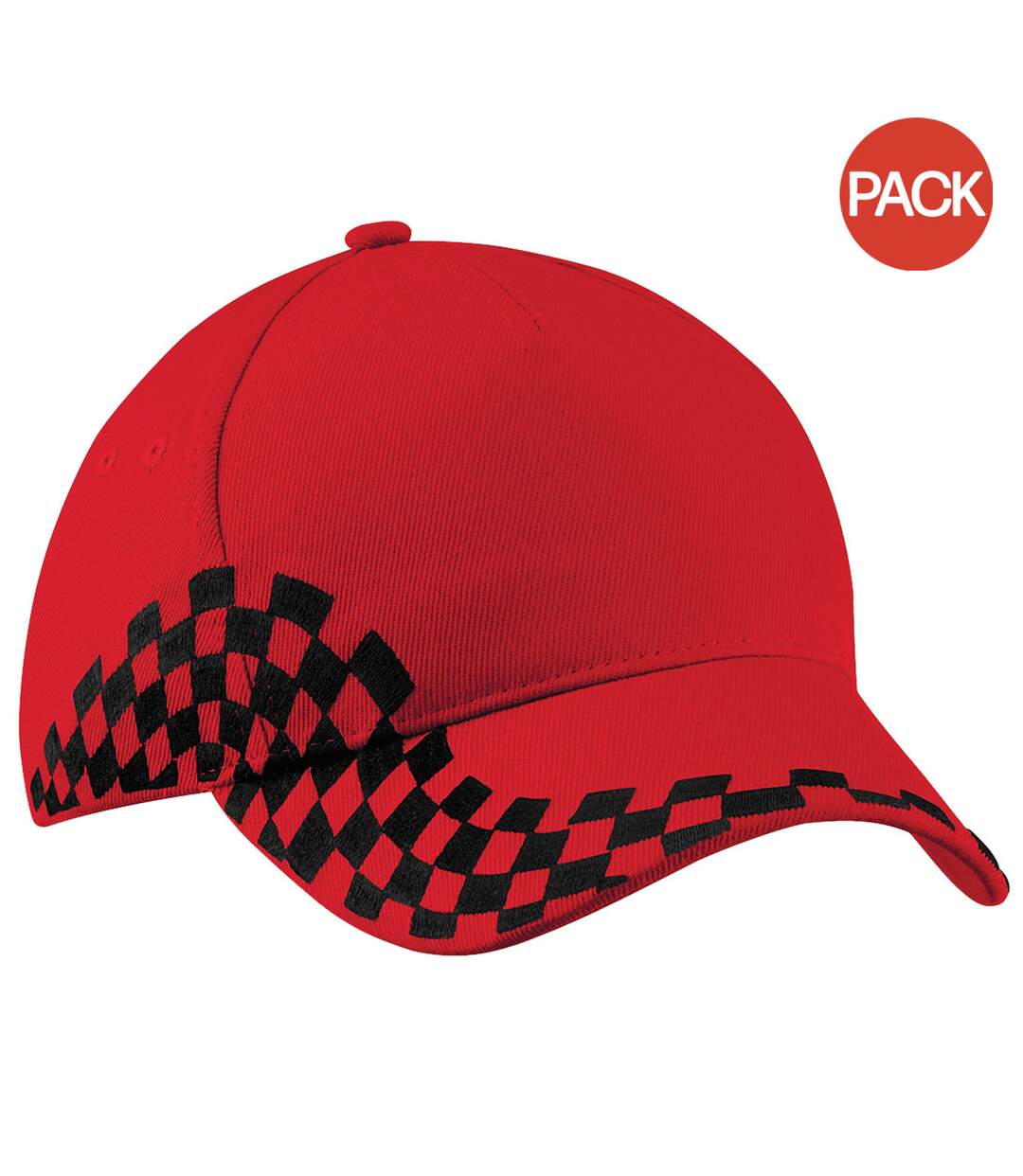 Lot de 2  casquettes à carreaux adulte rouge Beechfield-1