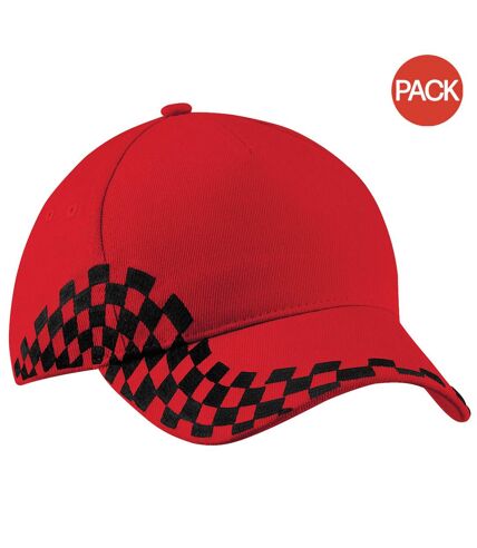 Lot de 2  casquettes à carreaux adulte rouge Beechfield