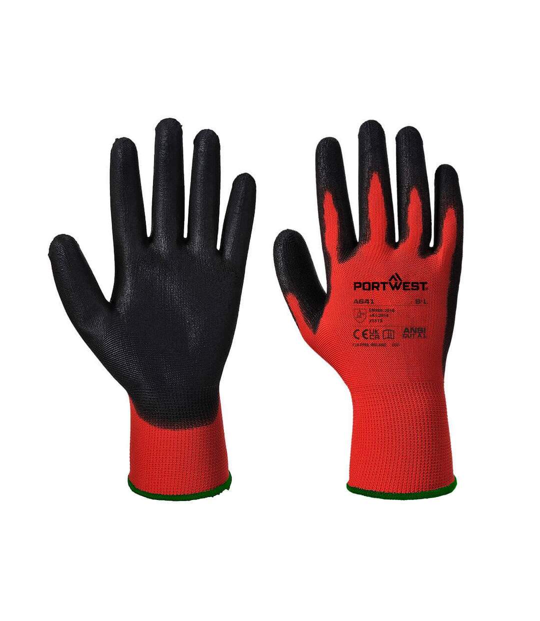 Unisex adult a641 pu grip gloves xxl red/black Portwest-1