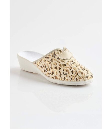 Chaussons mules sabot imprimé léopard