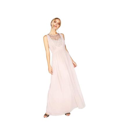 Little Mistress Womens/Ladies Mink Pearl Yoke Maxi Dress (Mink) - UTLM860