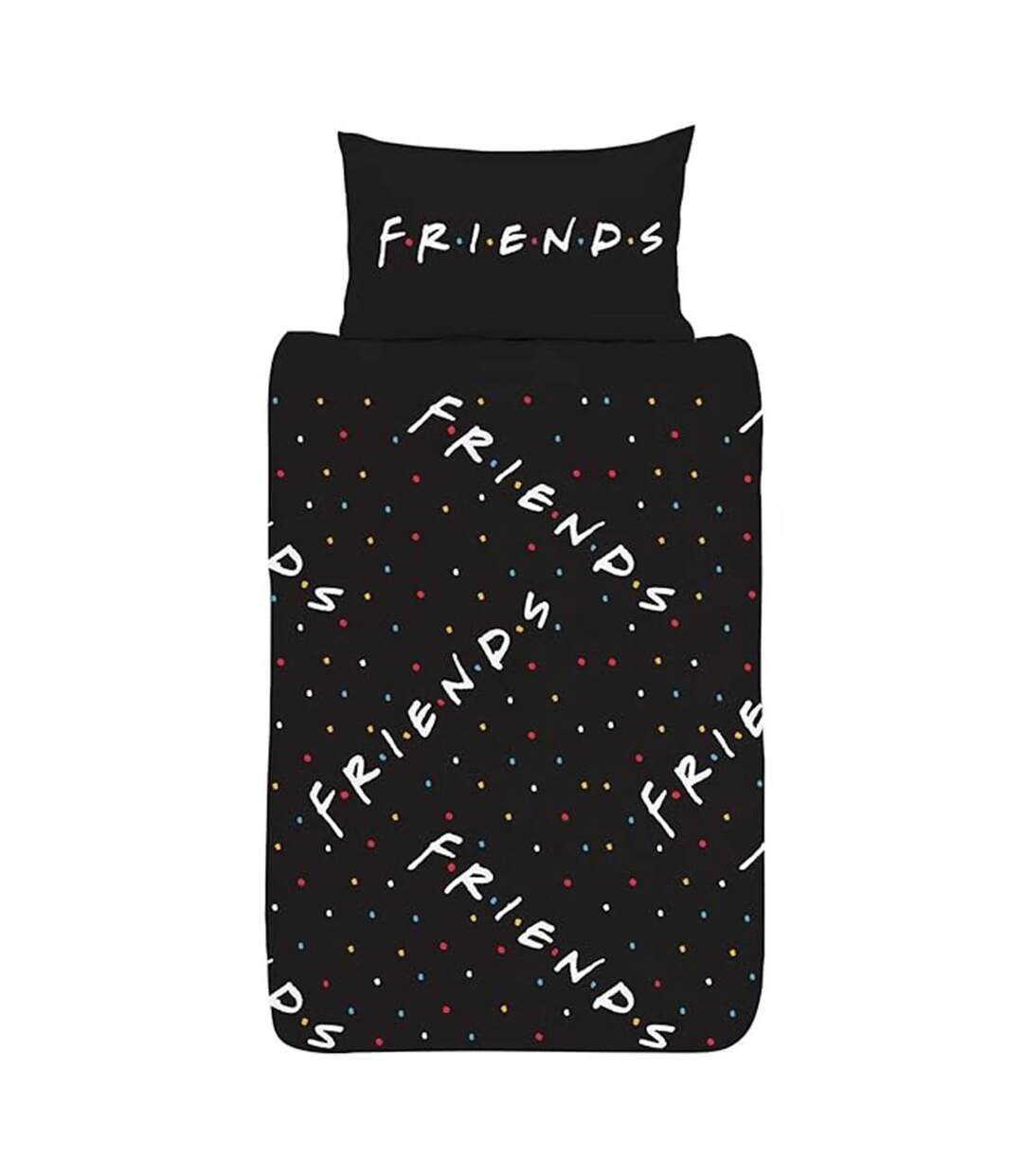 Parure De Lit Motif Logo Noir Gris Friends-2