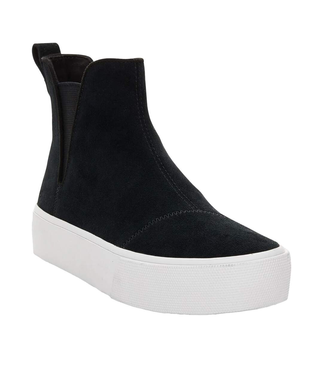 Womens/ladies Fenix Suede Platform Ankle Boots Black Toms-1