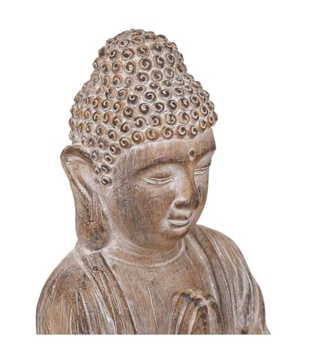 Statuette Déco Bouddha Effet Bois 45cm Lin