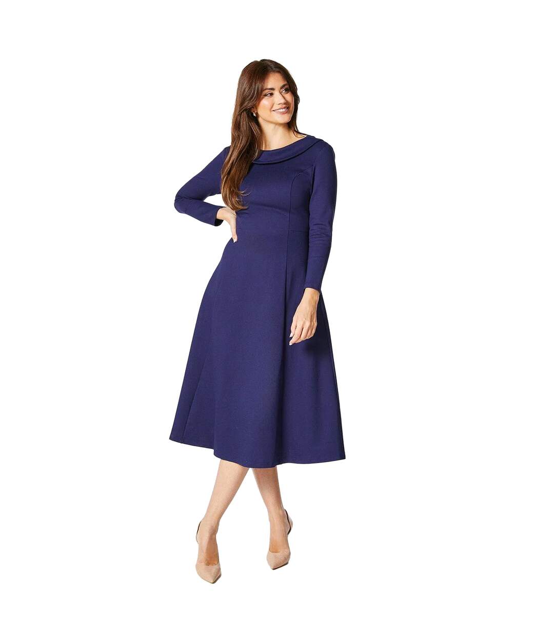 Robe mi-longue femme bleu marine Principles-1