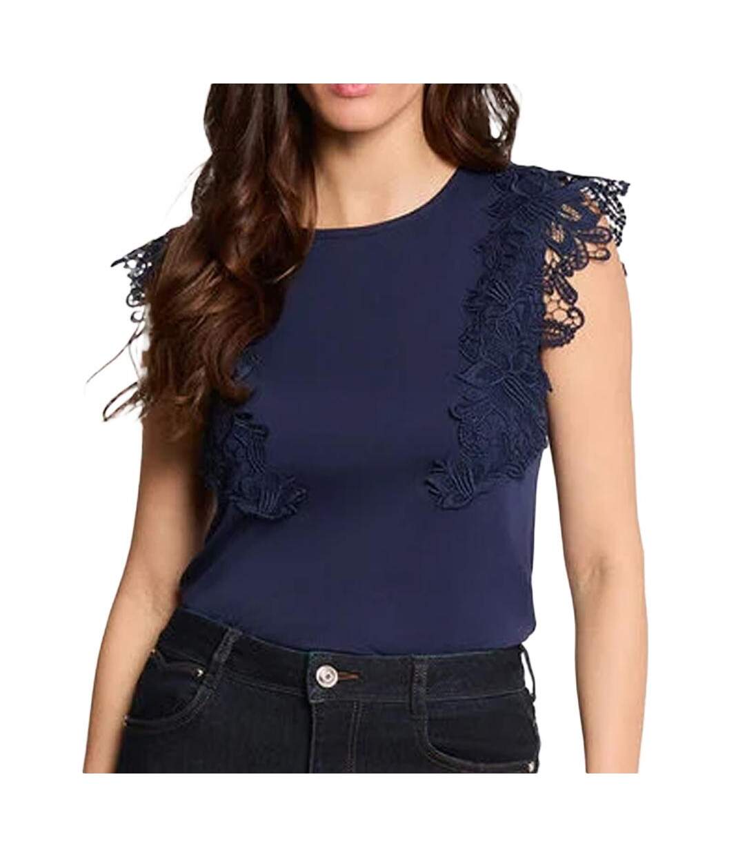 T-Shirt marine femme morgan fleurs-1