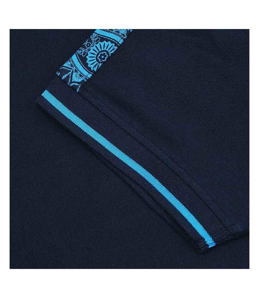 Mens Ss24 Paisley Taped Polo Shirt Navy Lambretta-3