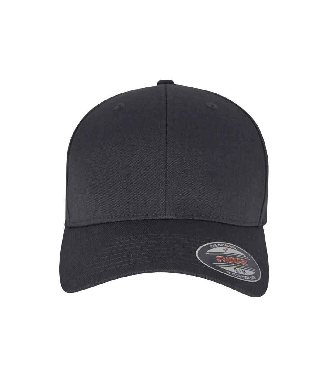 Childrens/kids Wooly Combed Baseball Cap Charcoal Flexfit-1