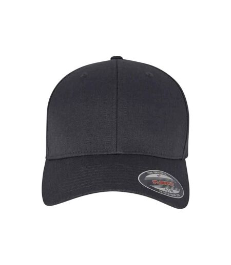 Childrens/kids Wooly Combed Baseball Cap Charcoal Flexfit