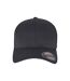 Childrens/kids Wooly Combed Baseball Cap Charcoal Flexfit-1