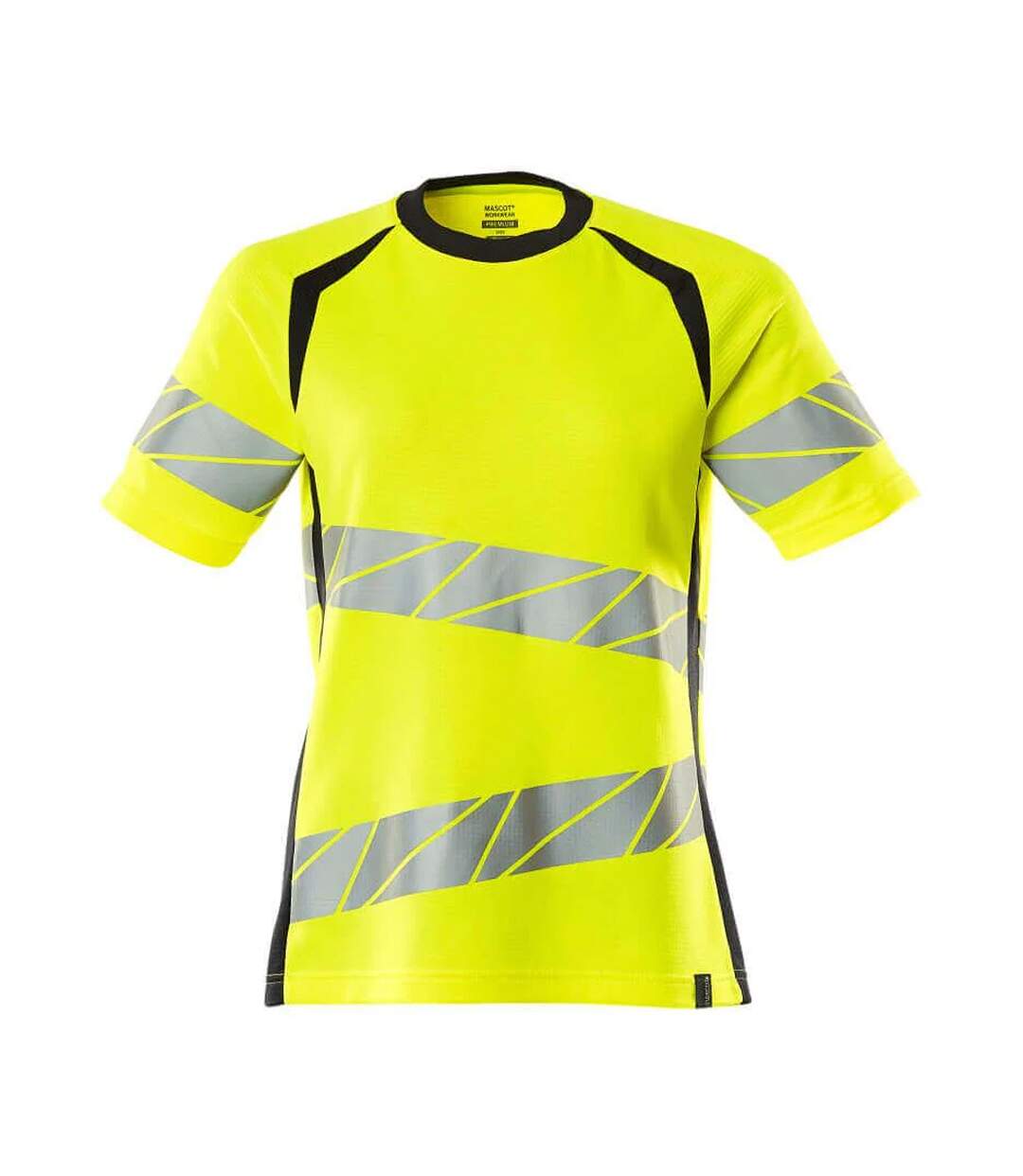T-shirt Accelerate Safe Femme Jaune Fluo Bleu Marine Foncé Mascot-1