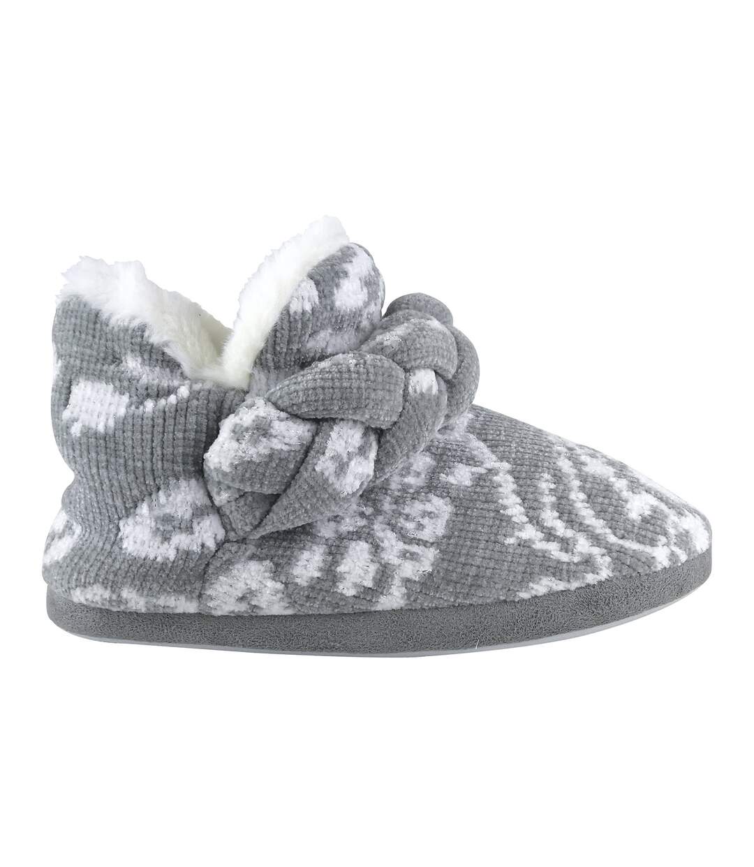 Pantoufles Botte Femme Tricot Épais Doublé Polaire-3