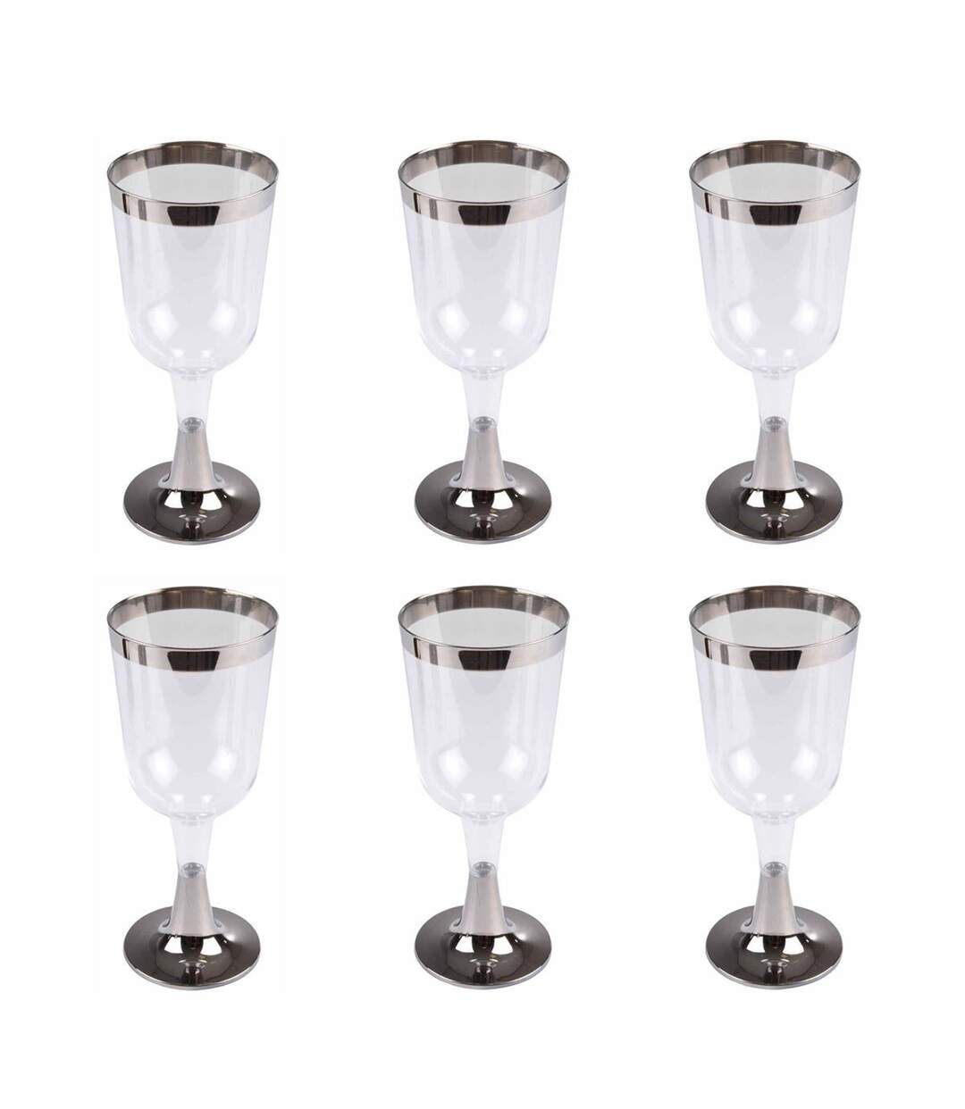 Lot de 6 Verres à Vin Réutilisable Liseré 18cl Argent-1