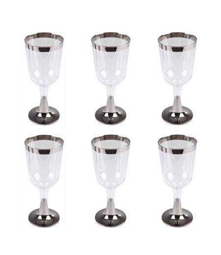 Lot de 6 Verres à Vin Réutilisable Liseré 18cl Argent