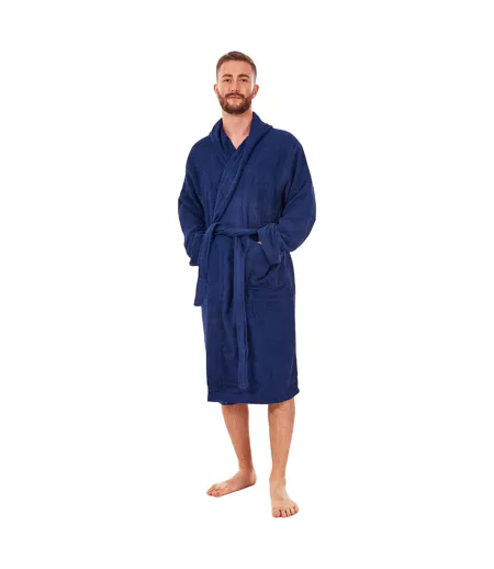 Robe De Chambre Motif/style Uni Homme Bleu Marine Keanu