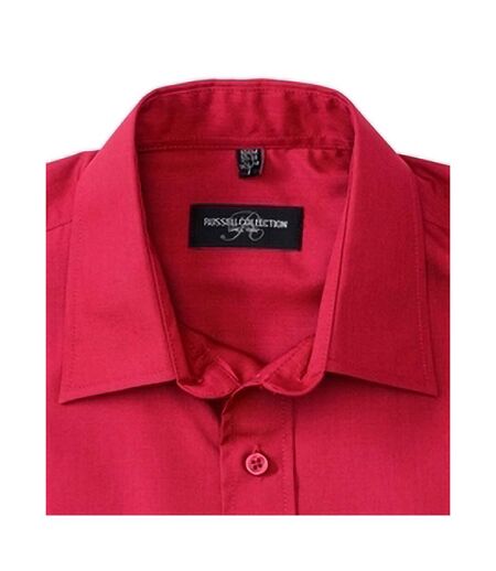 Russell Collection Mens Long Sleeve Easy Care Poplin Shirt (Classic Red) - UTBC1027
