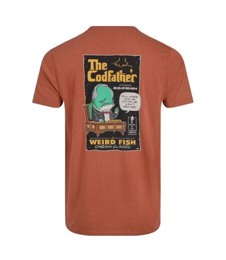 Mens codfather back print t-shirt baked clay Weird Fish