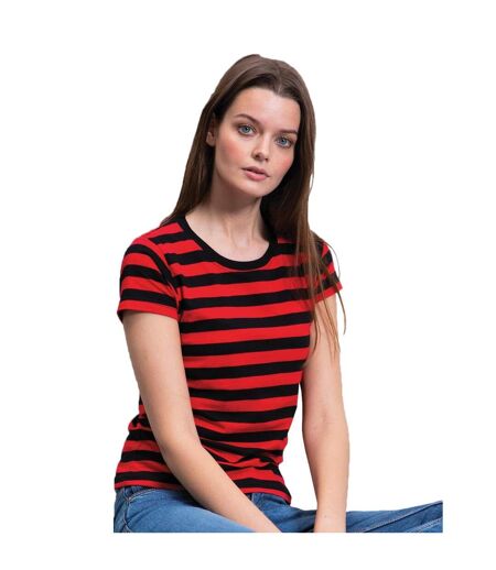 T-shirt Femme Noir Rouge Mantis