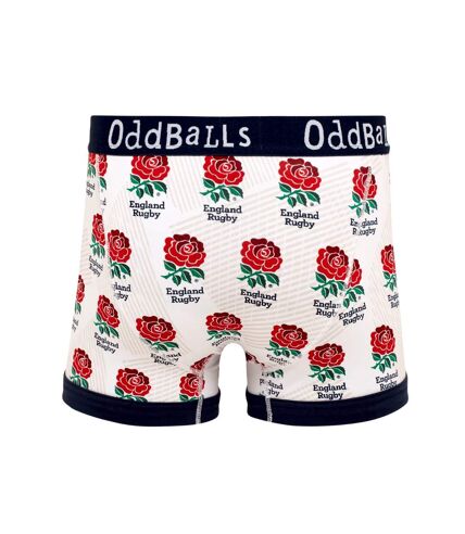 OddBalls Mens Home England Rugby Boxer Shorts (White/Black/Red) - UTOB174