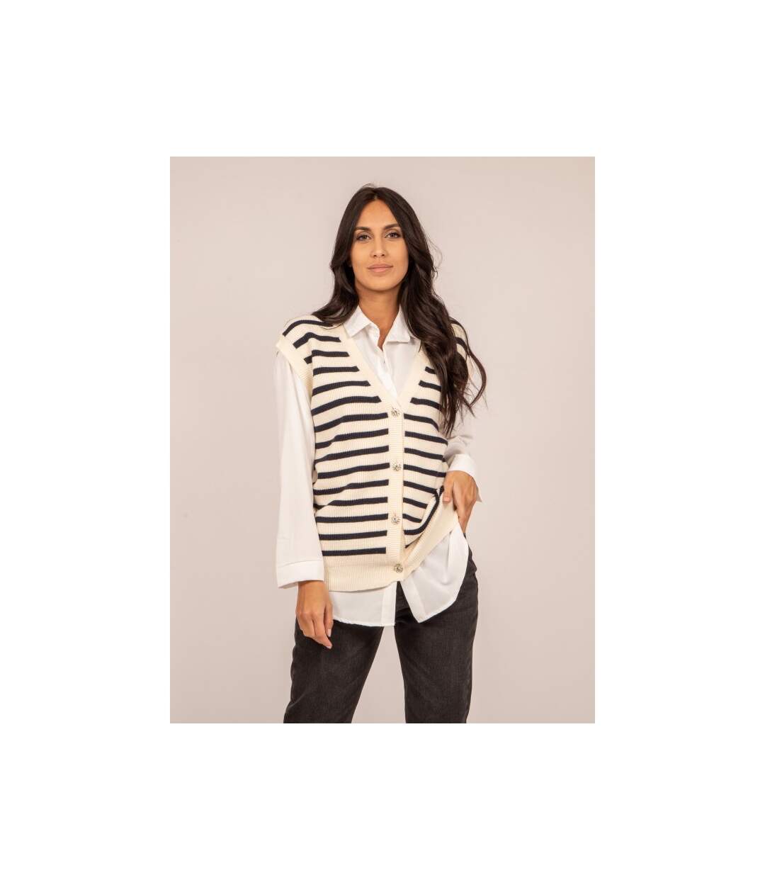 Gilet sans manches rayures KILISS - Dona X Lisa-1