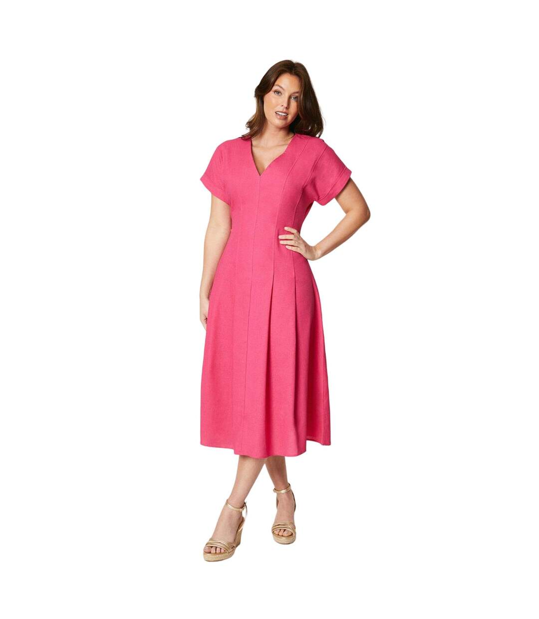 Robe mi-longue femme rose Principles-1