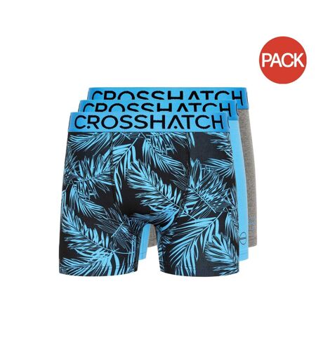 Pack of 3  Mens grimsby boxer shorts  blue/grey/black Crosshatch