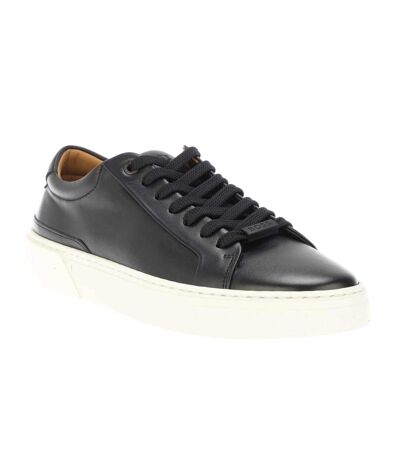 Womens/ladies Gary Leather Trainers Dark Blue Boss