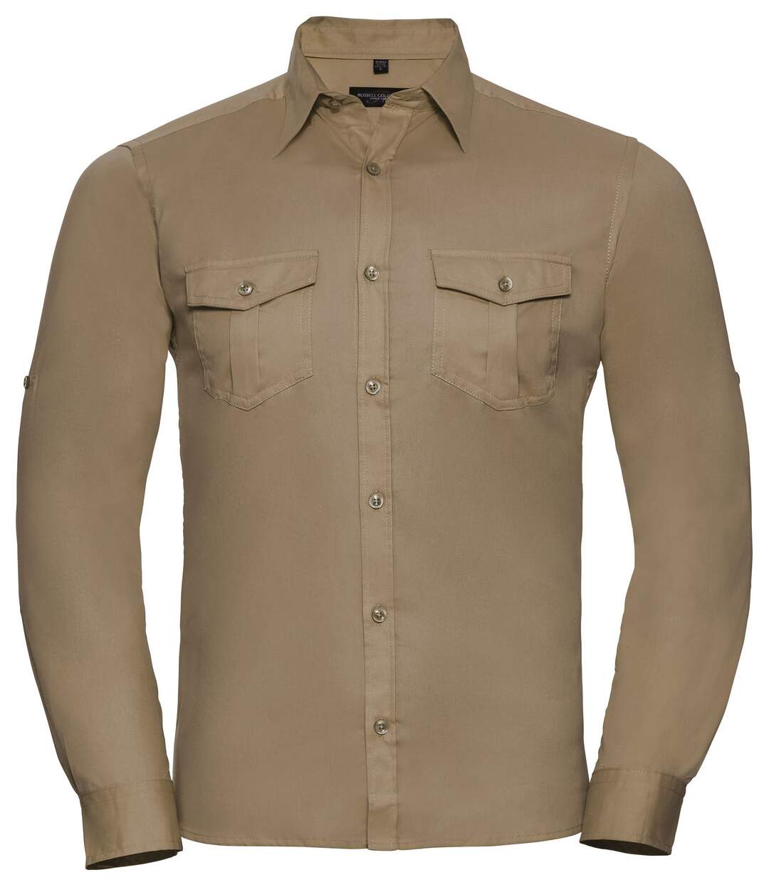 Chemise manches longues retroussables - R-918M-0 - beige khaki - homme-1