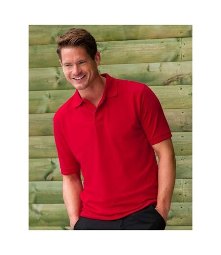 Russell Mens Ripple Collar & Cuff Short Sleeve Polo Shirt (Bright Red)