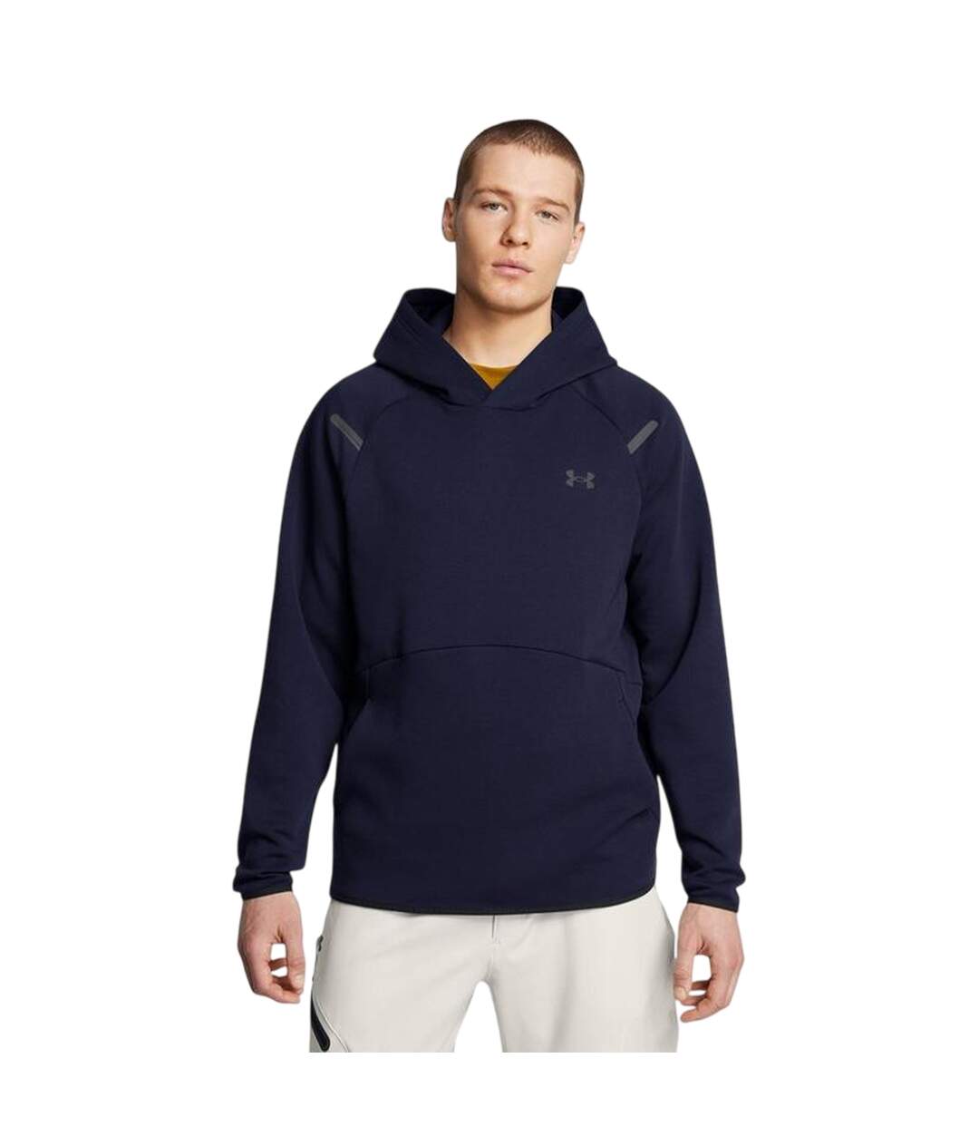 Mens Essential Fleece Raglan Hoodie Navy Blue Under Armour-4