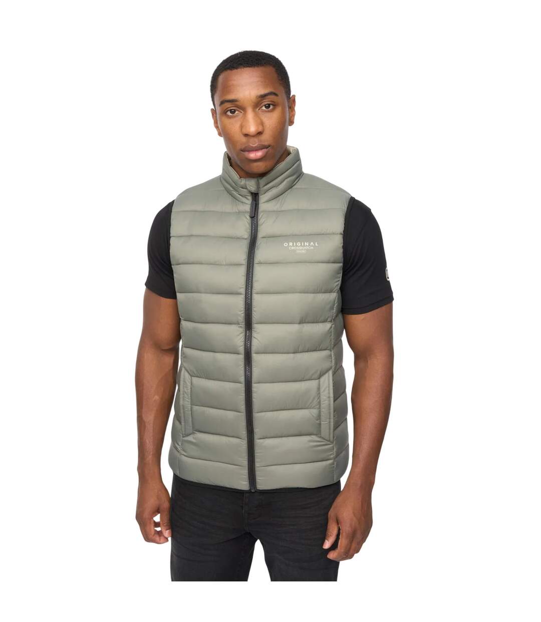 Mens Gattering Mve Quilted Gilet Sage Crosshatch-2