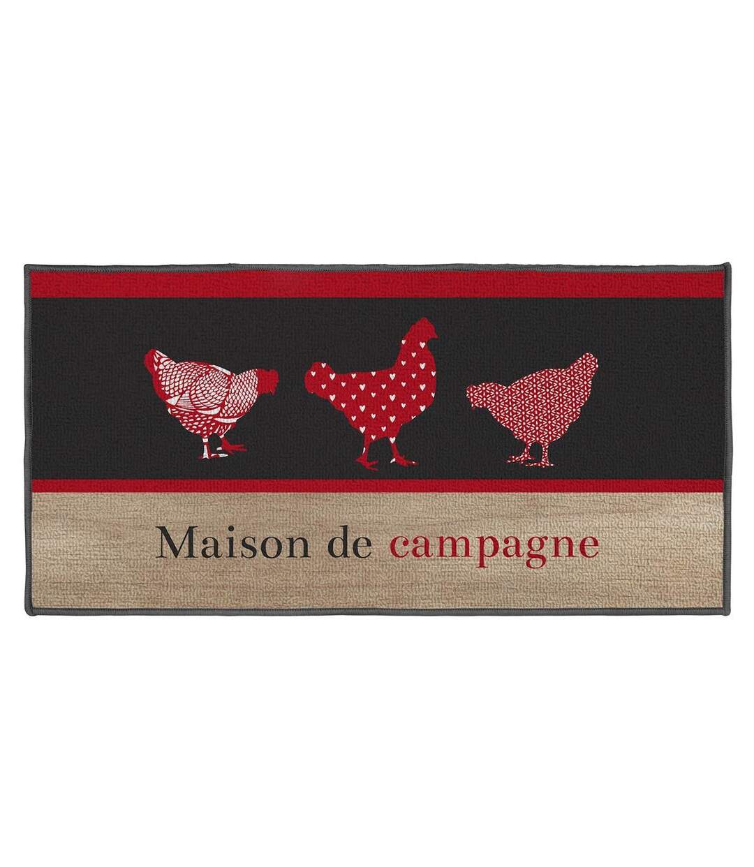 Tapis Déco Rectangle Campagne 50x120cm Rouge-1