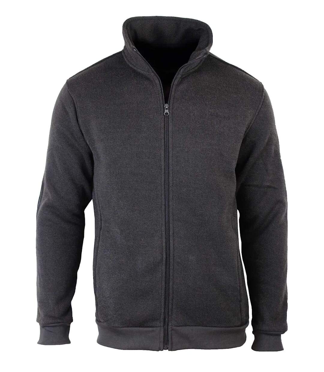Cardigan Zippé Polaire Tricot Marron - Col Montant & Coudières-1