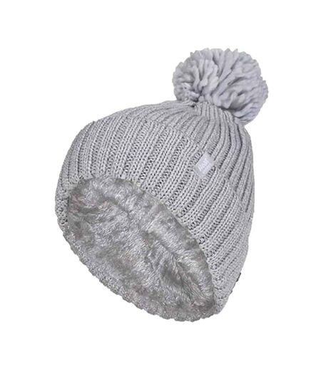 Ladies Ribbed Cuffed Thermal Insulated Winter Pom Pom Bobble Hat