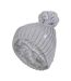 Ladies Ribbed Cuffed Thermal Insulated Winter Pom Pom Bobble Hat-1