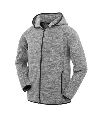 Mens Microfleece Fitness Full Zip Hoodie Grey Black Spiro