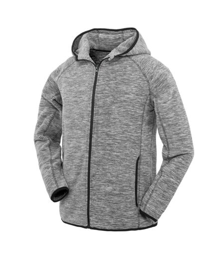 Mens Microfleece Fitness Full Zip Hoodie Grey Black Spiro