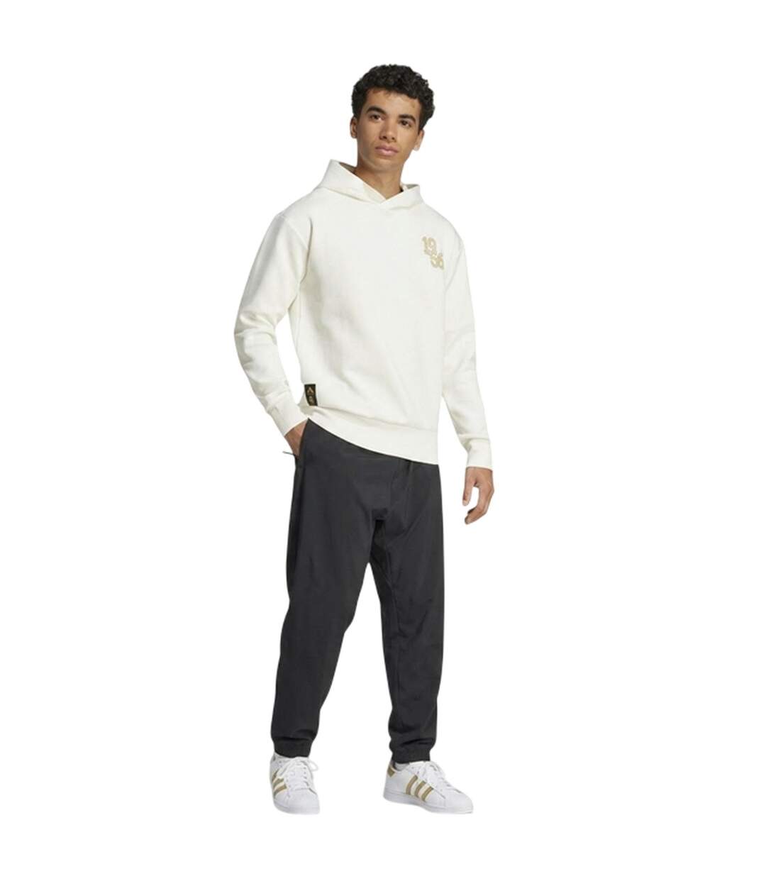 Sweat À Capuche Motif/style Real Madrid Cf 2025/2026 Homme Blanc Bleu Adidas-1