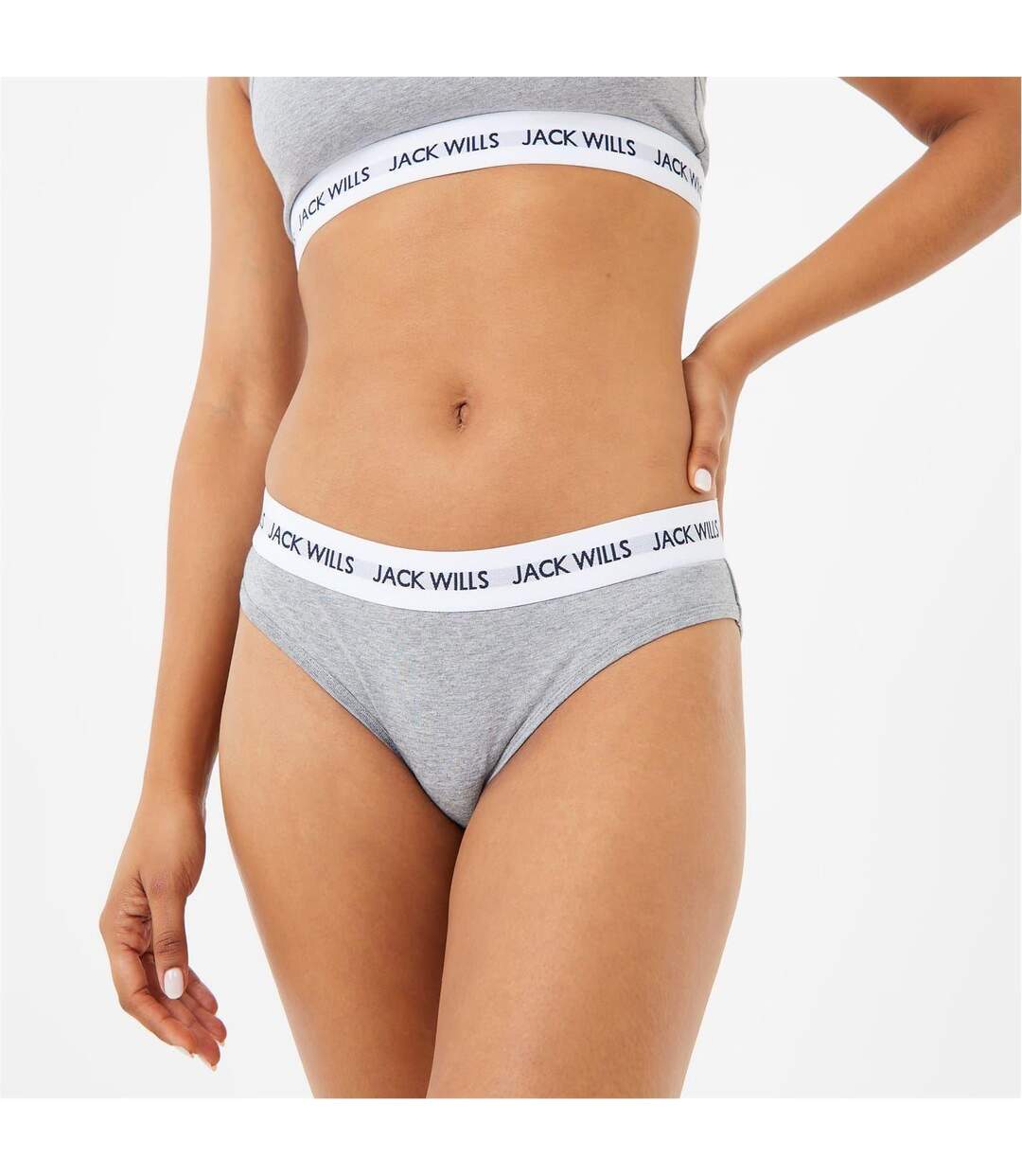 Pack Of 3  Womens/ladies Repeat Logo Briefs  Grey Marl Jack Wills-4
