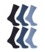 FLOSO - Chaussettes striées 100% coton (lot de 6 paires) - Homme (Nuances de bleu) - UTMB185-1