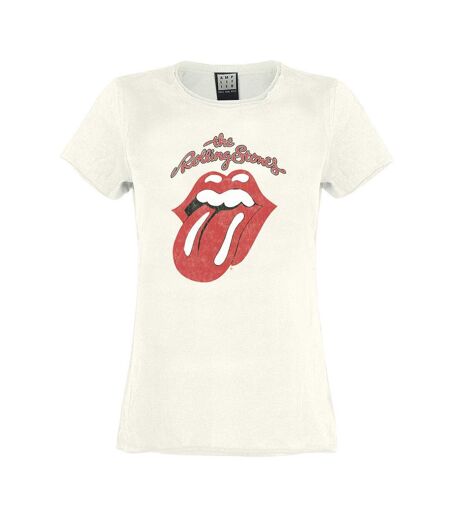Womens/ladies Vintage Tongue The Rolling Stones T-shirt Vintage White Amplified