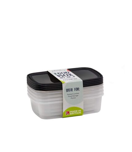 Wham 33.8floz Food Storage Box (Pack of 4) (Clear/Black) (One Size) - UTST8945