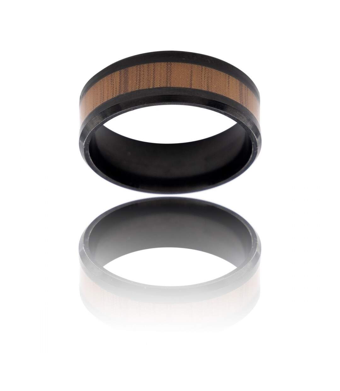 Votre Bague Anneau Fashion Homme Acier Noir Bois