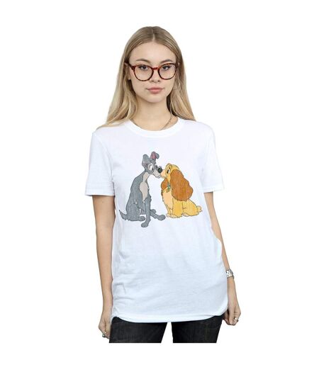 Disney - T-shirt LADY AND THE TRAMP DISTRESSED KISS - Femme (Blanc) - UTBI17959