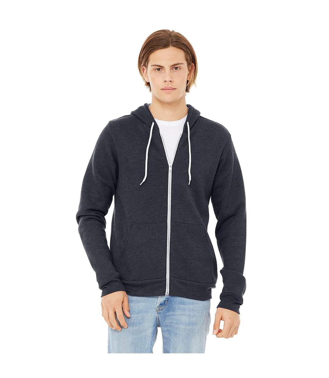 Sweat Capuche Unisexe Bleu Marine Chiné Bella + Canvas-1