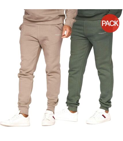 Pantalons de jogging traymax homme vert kaki / beige gris Crosshatch