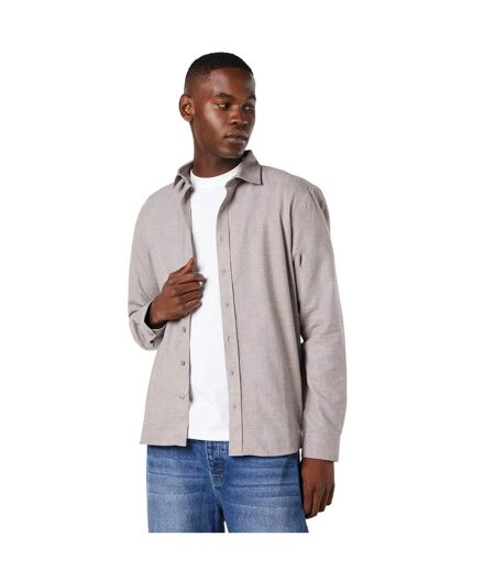 Mens brushed twill long-sleeved shirt taupe Burton