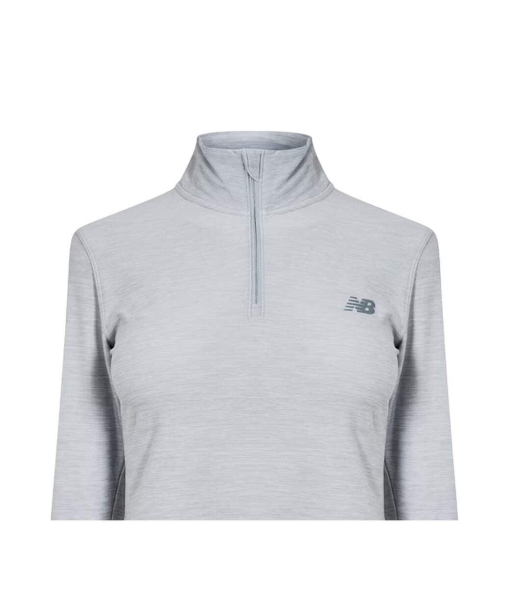 Womens/ladies Space Dye Quarter Zip Running Track Top Grey New Balance-3